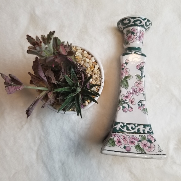 Vintage Floral CandleStick Holder - Picture 2 of 7